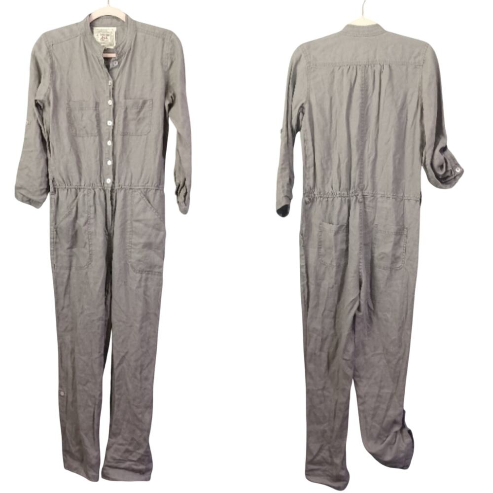 Chelsea & Violet Grey Linen Utilitarian Jumpsuit Women's Small
